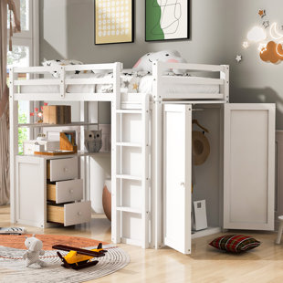 Twin loft bed outlet with desk and dresser